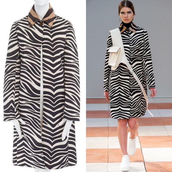 Celine zebra coat with hair calf collar - Picture 6 of 8